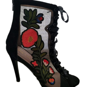 Chase + Chloe Mesh Embroidered Ankle Boots (Size 7)